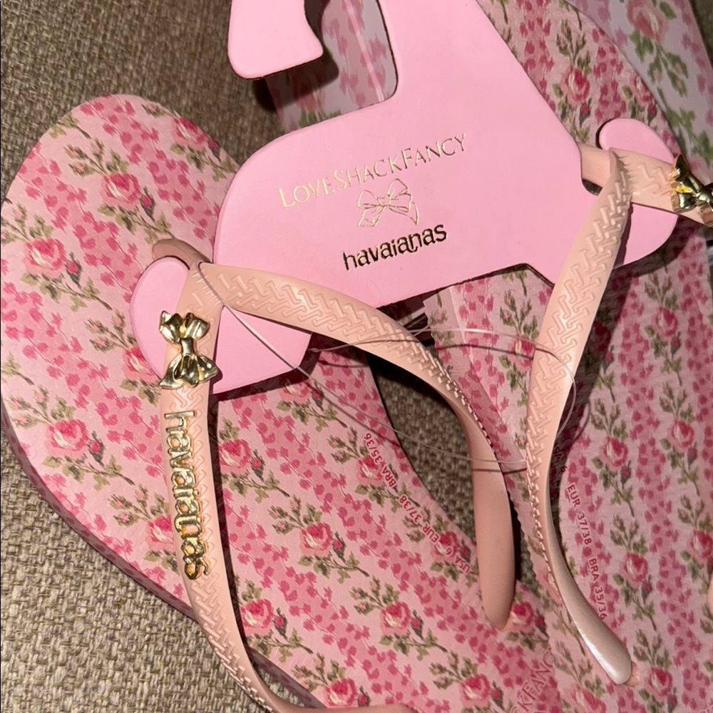 LoveShackFancy x Havaianas Ballet Rose Flip Flops Size 6 - Picture 4 of 5